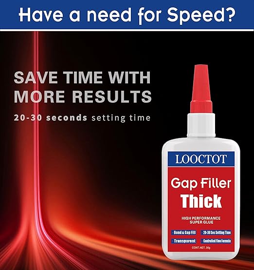 60g(2.12 oz) Gap Filler Thick Super Glue Premium Adhesive,CA Glue for Woodworking, Woodturning, Hobby Models, Glass, Plastic, Rubber, Metal.Quick-Dry Waterproof Clear