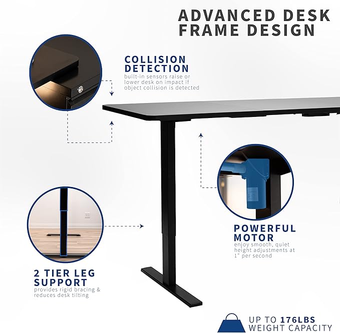 VIVO Electric 43 x 24 in Standing Desk, Memory Height Adjustment, 1B Series, Light Wood Top, White Frame, DESK-1W4C