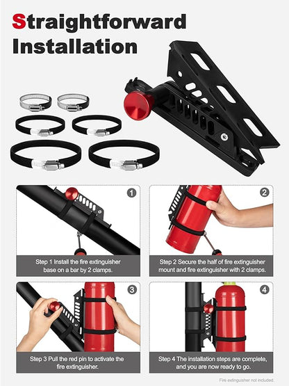 Adjustable Fire Extinguisher Mount, Easy Install on Roll Bar/ Cage Fire Extinguisher Holder, Quick Release Mounting Bracket for Jeep Wrangler JT TJ JKU JK JL UTV Cam-Am X3 Polaris RZR Ranger