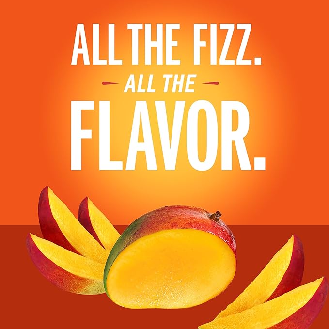 IZZE Sparkling Water Juice Beverage Blend, Mango, No Sugar Added, 8.4 FL OZ, 24 Cans