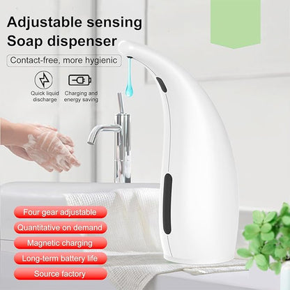 Automatic Soap Dispenser Touchless Modern Minimalist Magnetic Charging Infrared Inductio Kitchen and Bathroom Soap Pump 10oz/300ml White (White)