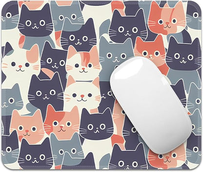 Square Mouse Pad with Stitched Edge, Premium Mousepad Washable Cloth. Computer Mouse Pad with Non-Slip Rubber Base, Mouse Pads for Computers Laptop Mouse 9.25x7.75x0.12 inch-Round Face Cat