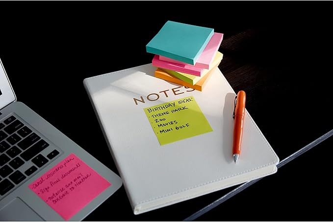 Post-it Super Sticky Notes, 3x3 in, 3 Pads, 2X The Sticking Power, Supernova Neons, Bright Colors, Recyclable (3321-SSMIA)