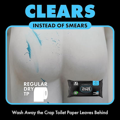 DUDE Wipes - Flushable Wipes Travel Pack, 108 Count - Extra Large - Unscented - with Vitamin E & Aloe - Septic and Sewer Safe (Pack of 72)