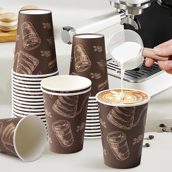 Coffee Cups 12 oz Paper Cups 180 Pack, Thickened Paper Coffee Cups Disposable 12 oz Coffe Cup, Hot/Cold Beverage Drinking Cup for Office, Home, Party