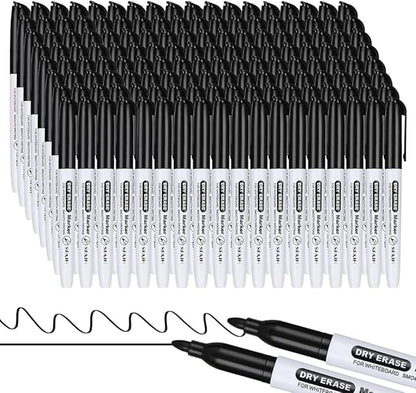 SFAIH Fine Tip Dry Erase Markers - 144 Pack Black Whiteboard Markers for Large Facilities, Low-Odor White Board Markers Bulk Institutional Pack, Non-Toxic Easy Clean