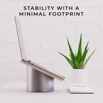 HumanCentric Laptop Riser for Desk in Black Walnut Wood Top and Space Gray Aluminum Base, Compatible with MacBook and Other Laptops Up to 16 Inches, Ergonomic Computer Holder, 25-Degree Angle Tilt