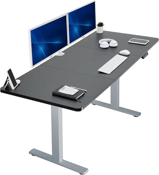 VIVO Electric 71 x 30 in Standing Desk, Memory Height Adjustment, 1B Series, Black Top Gray Frame, DESK-KIT-1G7B