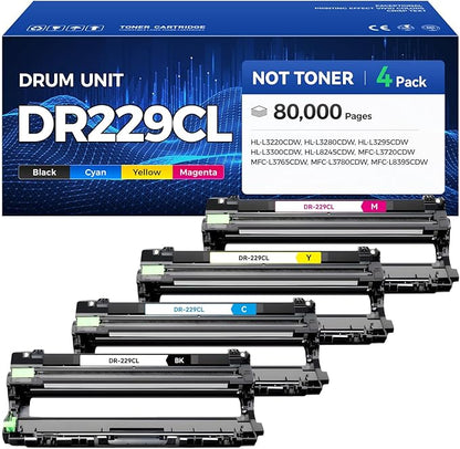 DR229CL Drum Unit Not Toner 4-Pack Set Printer Replacement Compatible for Brother DR-229CL Imaging Drum MFC-L3720CDW MFC-L3780CDW HL-L3220CDW HL-L3280CDW HL-L3300CDW HL-L3295CDW L8245CDW MFC-L8395CDW