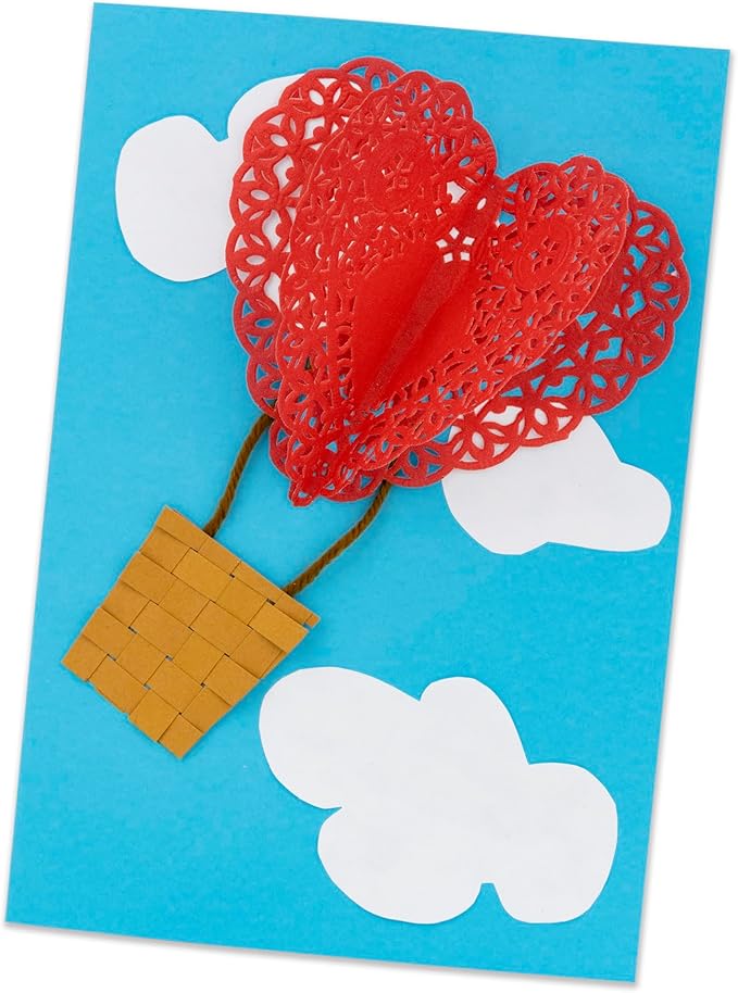 Hygloss Valentines Day Card Making Kit - DIY Valentines Cards for Kids - Includes 18 Cards, 18 Heart Doilies, 4 Sheet Heart Stickers - Classroom Favors - Unique Valentine Card Making Kits