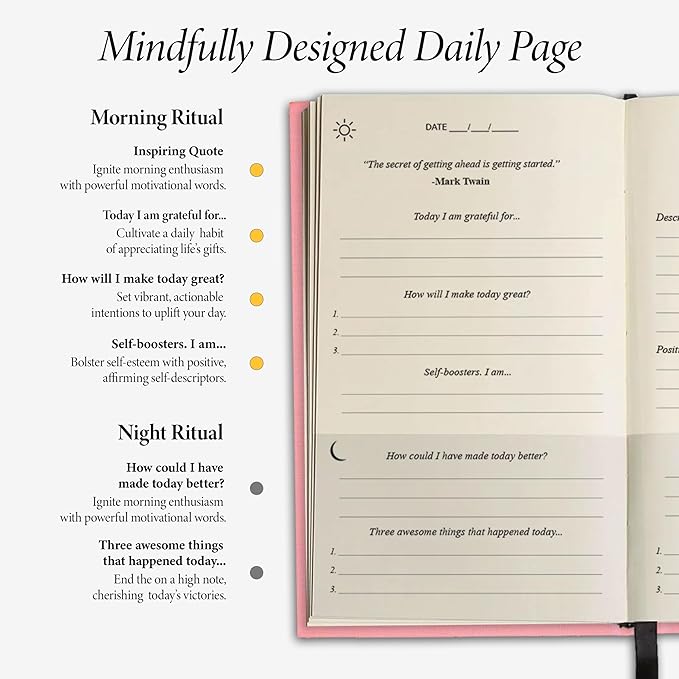 The Original Gratitude Journal for Women 2026 - Daily Gratitude Practice for Girls with Inspiring Quotes & Mindful Prompts for Affirmation Reflection and Happiness - Premium Linen Pink