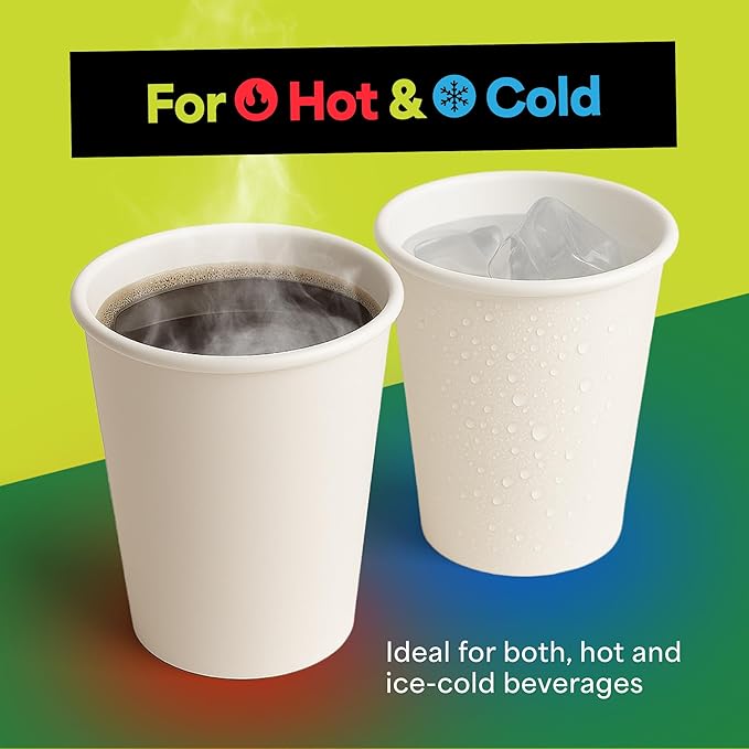 EconoHome 10 oz 1000 Pack Disposable Coffee Paper Cups - Paper Cups for Hot and Cold Drinks, Tea, Water, and Juice