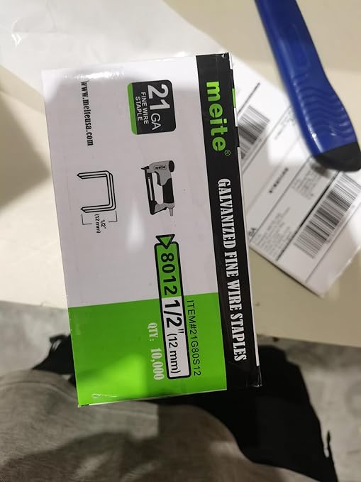 meite 21 Gauge Upholstery Staples, 1/2-Inch Crown with 1/2-Inch Length Galvanized Heavy Duty Staples for Staple Guns MT8016, MT8016S, and MT8016SLN (10,000 Counts)