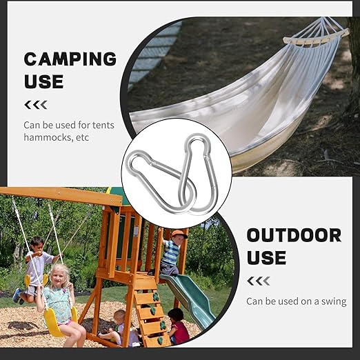 3IN Spring Snap Hook Carabiner, 12PCS M8 Heavy Duty Galvanized Steel Carabiner Clip, 550LBS Holding Capacity Spring Clips for Hammock Swing Outdoor Travel
