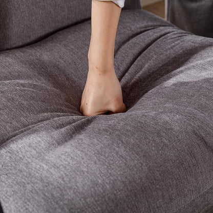 LukeAlon Modern Linen Accent Armchair, Upholstered Living Room Chair with Metal Base Thickened Cushion Single Sofa Chair Comfy Lounge Chair for Bedroom Living Room, Grey