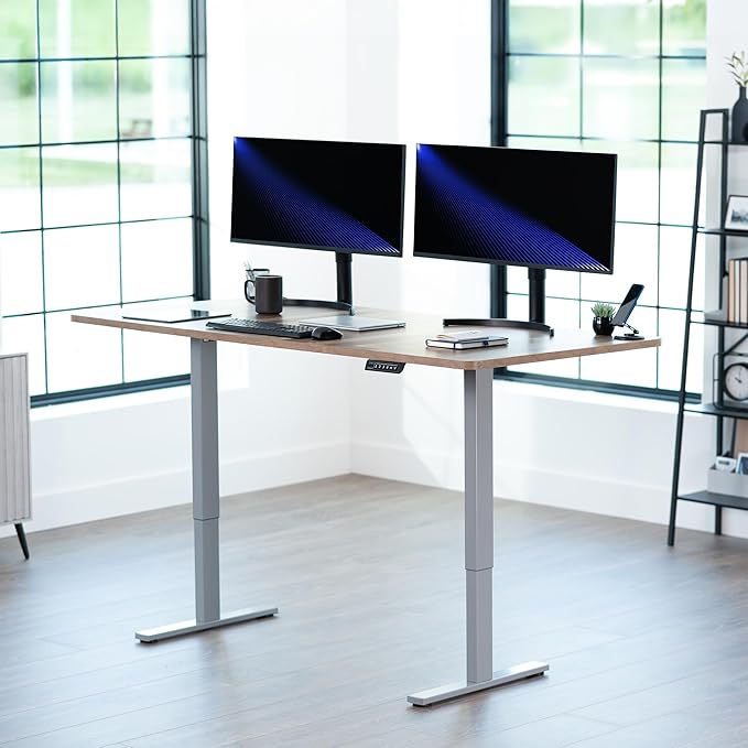 VIVO Electric 71 x 36 in Standing Desk, Memory Height Adjustment, 1B Series, Reclaimed Wood Top Gray Frame, DESK-KIT-1G7P-36