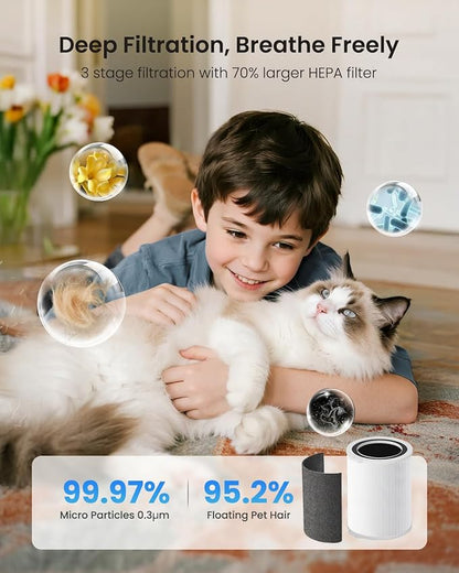 Air Purifiers for Home Large Room up to 2410 ft², Yaber HEPA Air Purifier for Home Pets, Auto Mode PM2.5 VOC Monitor with Lights, APP Smart Air Cleaner for Allergies Pet Hair Odor Pollen Smoke Dust