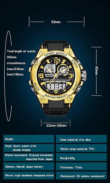 KXAITO Men's Watches Sports Outdoor Waterproof Military Watch Date Multi Function Tactics LED Alarm Stopwatch