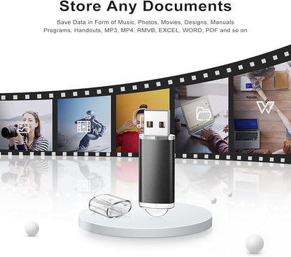 TOPESEL 5 Pack 1GB USB 2.0 Flash Drive Memory Stick Thumb Drives (5 Mixed Colors: Black Blue Green Red Silver)