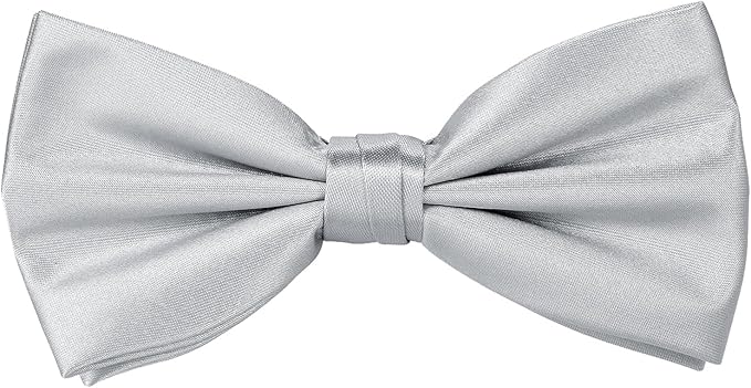 TIE G 5pcs Tie Set in WHITE OR BLACK GIFT BOX: Solid Color Necktie, Satin Bow Tie, Pocket Square, Lapel, Cuff Links