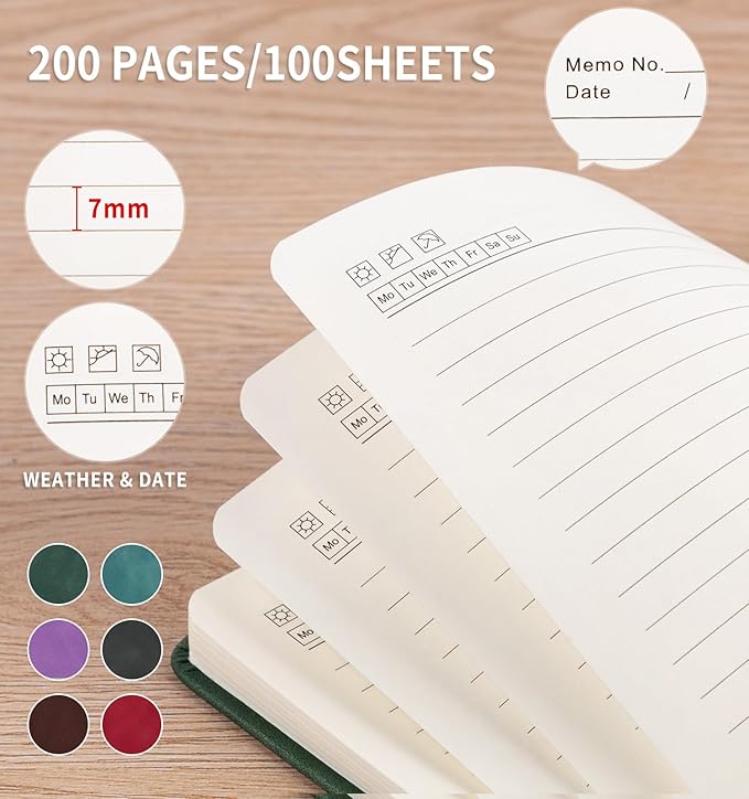 Lined Journal Notebook for Women Men, A5 Hardcover Leather Journals for Writing, 200 Pages Thick Paper, Daily Journal Notebook for Work, School, Note Taking, Business, Travel, College Ruled