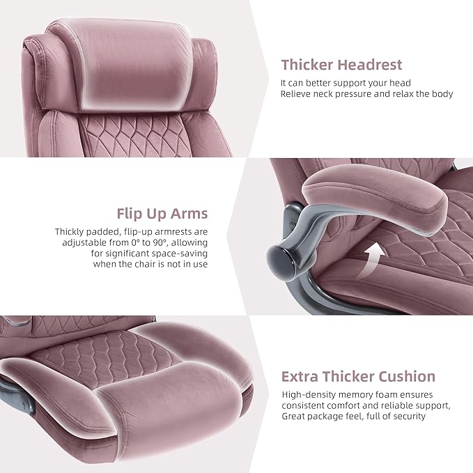 Large High Back Office Chair with Flip Arms- Executive Desk Chair with Locking Wheels, Adjustable Lumbar Support, Ergonomic Breathable Fabric Computer Chair Prevents Cats Scratching