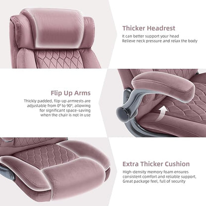 Large High Back Office Chair with Flip Arms- Executive Desk Chair with Locking Wheels, Adjustable Lumbar Support, Ergonomic Breathable Fabric Computer Chair Prevents Cats Scratching