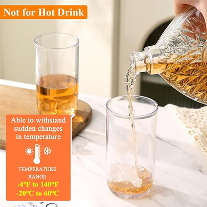 HOMQUEN 14oz Highball Glasses, 6pcs Drinking Glasses, PET Clear Plastic Water Glasses, Beer Glasses, Iced Coffee Glasses, Ideal for Cocktail, Whiskey, Soda, Tea, Water, Gift