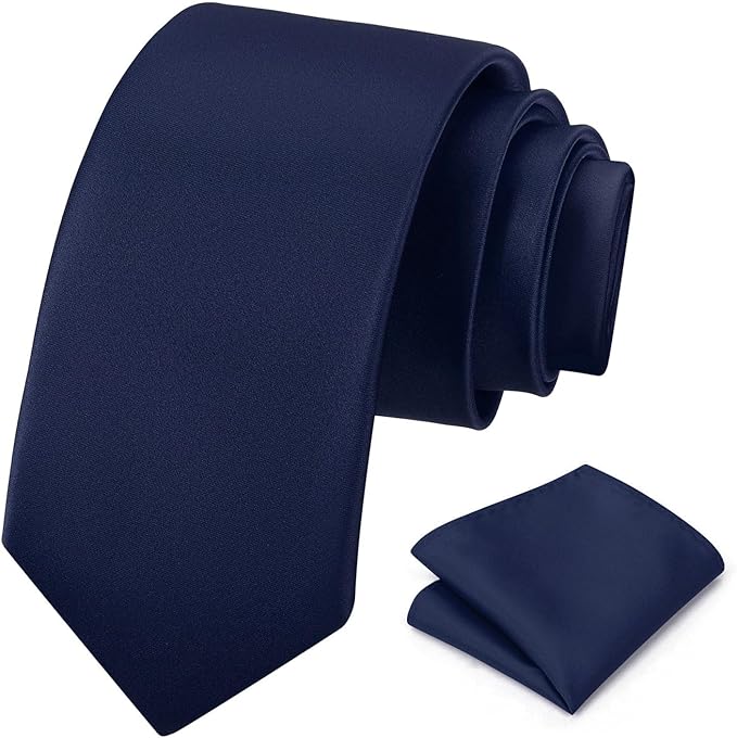 PenSee Men's Tie Set Solid Pure Color 3.15" (8CM) Classic Formal Plain Necktie and Pocket Square Set For Men