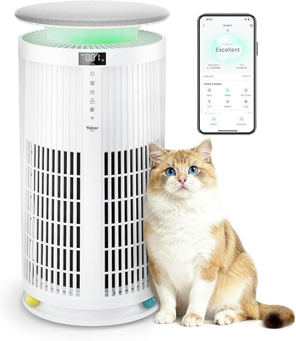 Air Purifiers for Home Large Room up to 2410 ft², Yaber HEPA Air Purifier for Home Pets, Auto Mode PM2.5 VOC Monitor with Lights, APP Smart Air Cleaner for Allergies Pet Hair Odor Pollen Smoke Dust