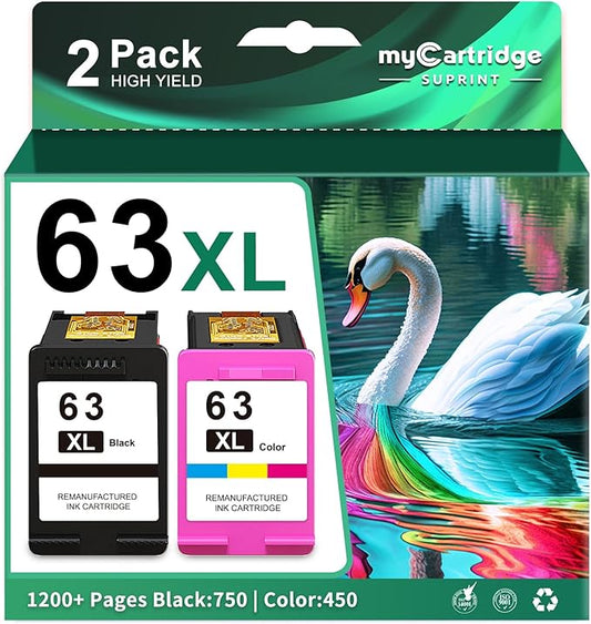 myCartridge SUPRINT 63XL Ink Cartridges Black and Color Combo Pack Replacement for HP Ink 63 63XL for OfficeJet 5255 4650 3830 5258 4652 Envy 4520 4512 Printer 63 Ink