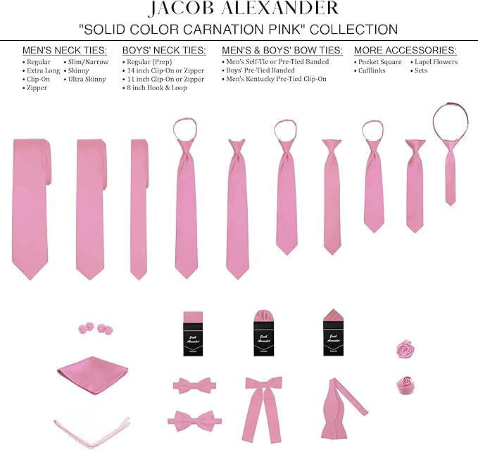 Jacob Alexander Solid Color Mens Tie - Soft-lined Necktie - Timeless Formal Look for Weddings and Business - (Regular Size)