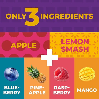 Fruit Snacks by Zest Delites, Fruit Leather Bars, Healthy Snacks for Adults & Kids, Vegan, Dried Apple-Based Pineapple, Mango, Blueberry, Raspberry Strips 0.88 oz x 36