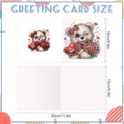 jinglinhh 12pcs Diamond Art Painting Valentine's Day Bear Dog Rose Flower Balloon Wreath Greeting Cards with Envelopes, DIY Card Making Kits for Adults, Diamond Art Holiday Birthday Cards Craft Gifts
