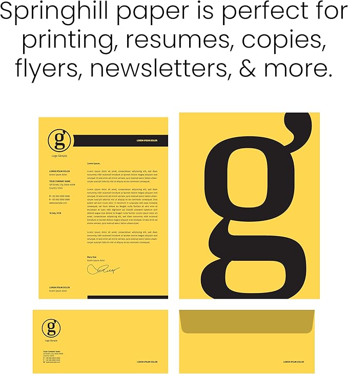 Springhill 11” x 17” Goldenrod Copy Paper, 24lb Bond/60lb Text, 89gsm, 2,500 Sheets (5 Reams) – Colored Printer Paper with Smooth Finish – Versatile and Flexible Computer Paper – 024047C