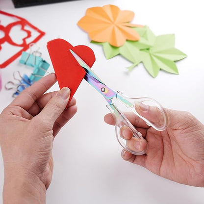 Acrylic Scissors, 4-Pack (9.4"/8"/6.8"/4"), Clear Comfort-Grip Handles, Titanium Coated Blades, Sharp, Heavy Duty, Ambidextrous, Transparent + Rainbow