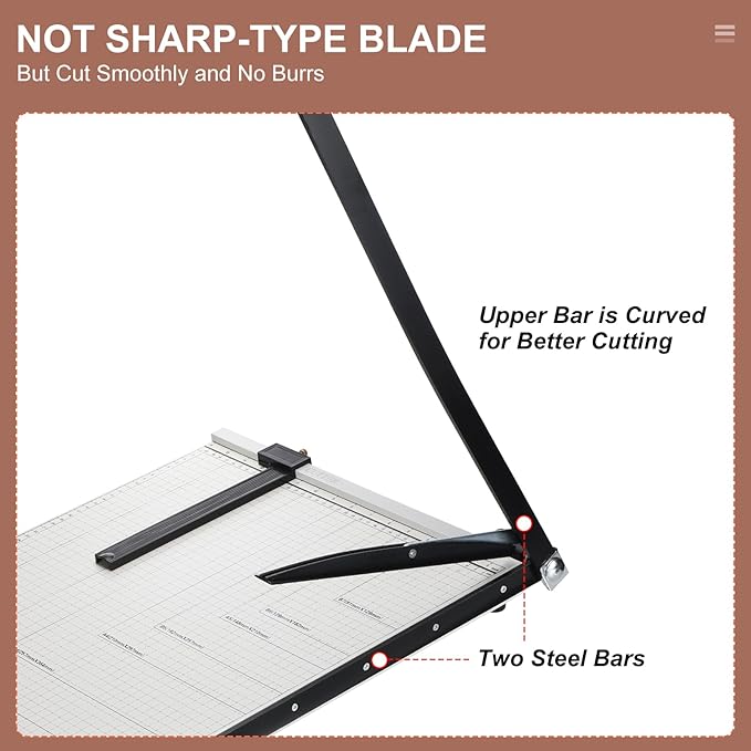 PATIKIL Paper Cutter B3 Stack Paper Trimmer for Cardstock, 21" Cutting Length, Guard Rail Paper Press Tool, Adjustable Guide, Metal Base, 12-Sheet Capacity, Paper Slicer for Office, Home