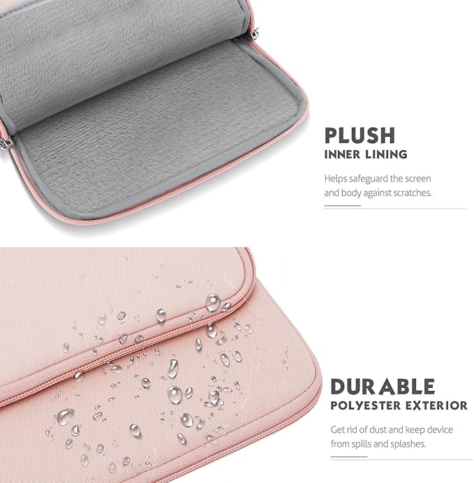 MoKo 12.9 Inch Tablet Sleeve Bag Carrying Case with Pockets Fits 13 Inch New iPad Pro M4 & Air M2 2024, iPad Pro 12.9 M2&M1, Surface Laptop Go 12.4", Galaxy Tab S8+/S9+ 12.4", Pink