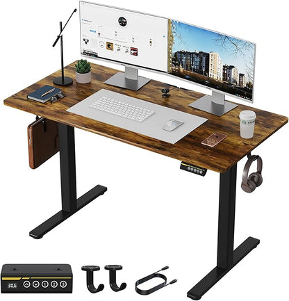Electric Standing Desk 48"x24" Adjustable Height Stand Up Desk Ergonomic Sit Stand Desk for for Work Office Home Computer Desk Workstation (Rustic Brown C65, 48 * 24)