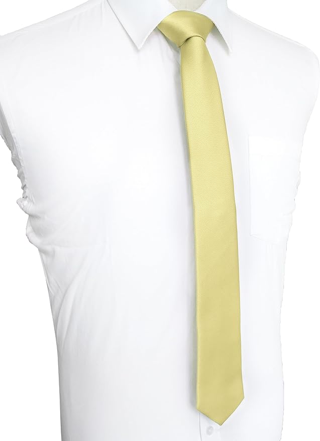 JEMYGINS 2.4" Solid Color Skinny Tie and Pocket Square with Tie Clip Sets for Men (6cm)