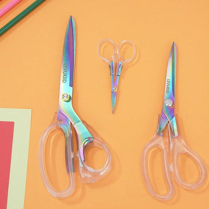 9 Inch All Purpose Scissors for Adults - Ins Style Clear Resin Handle, 2Cr13 Stainless Steel Sharp Blade - Ideal for Fabric Crafts