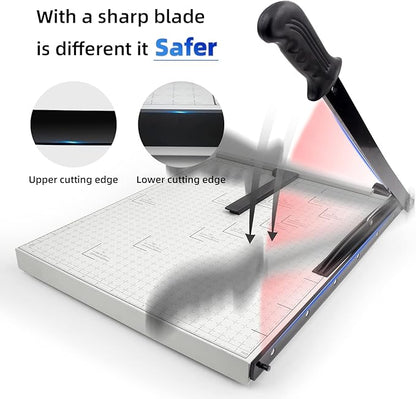 Paper Trimmer Guillotine Metal Base A3 Stack Paper Cutter Heavy Duty 18 Inch with Guard Rail Safety Blade Lock ZEQUAN, 10-Sheet Capacity, Guillotine Paper Slicer Cutter for Office Home School