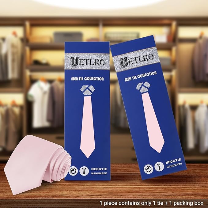 Black Ties For Men Solid Pure Color Formal Neckties 3.15" (8CM) Men's Tie for Business and Wedding with Gift Box