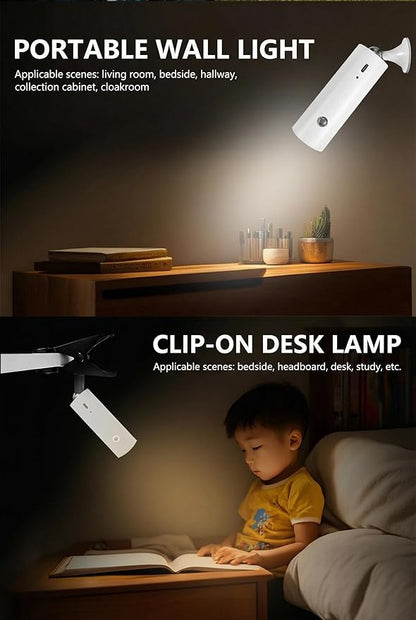 3-in-1 LED Desk Lamp with Magnetic Base, Touch Control, 360° Adjustable Arm, 3 Brightness Levels, Portable Clip-on Light for Reading, Study, Bedside