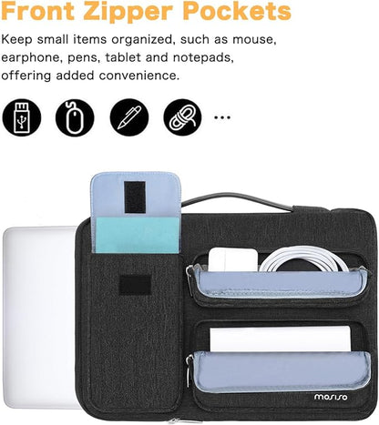MOSISO 360 Protective Laptop Case 13.3 inch, 13-13.3 inch Laptop Sleeve Compatible with MacBook Air/Pro 13 / Pro 14, HP Dell ASUS Lenovo,Side Open Bag with 2 Raised&1 Flapover Pockets, Slate Gray