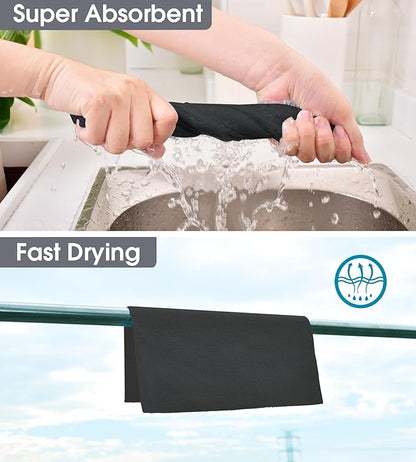 KitchLife Microfiber Cleaning Cloth Roll, 100 Pack - Tear-Away Microfiber Paper Towels, Lint-Free, Reusable, Washable for Kitchen, Car, Dishes, and Sensitive Surfaces (Black)