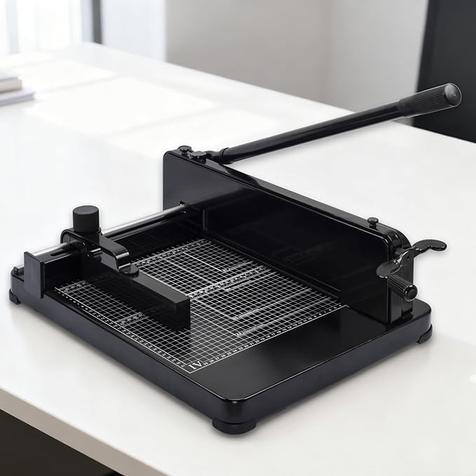 Heavy Duty Paper Cutter for A4 Paper, Guillotine Paper Cutter 12 Inch, 400 Sheet Capacity, Solid Steel Construction