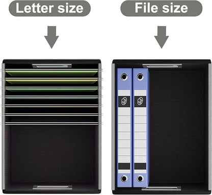 Huolewa File Organizer Boxes with Lids, Collapsible Faux Leather Hanging File Folder Box Organizer with Plastic Slide, Decorative Home/Office Filing System Boxes for File and Folders Storage