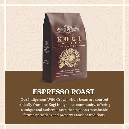 The Younger Brothers Trading Co. Kogi Coffee | Indigenous Wild Grown Whole Bean | Ethically Sourced Single Origin Colombian Coffee | Kogi Espresso Roast (12 Ounce (Pack of 5)