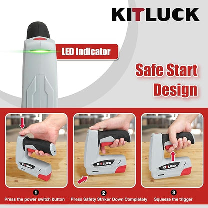 KITLUCK Electric Staple Gun, 2-in-1 Cordless Brad Nailer, 4V Electric Stapler Kit with 2000 Staples and 1000 Nails, USB Charger, 2000mAh Li-ion Battery for Home Use, Wood, Fabric, Upholstery, DIY